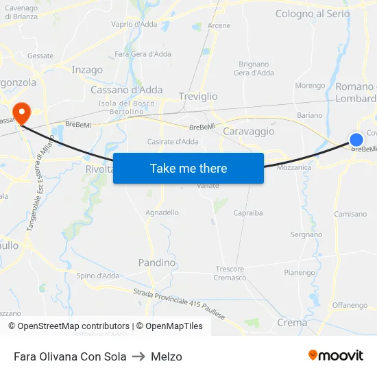 Fara Olivana Con Sola to Melzo map