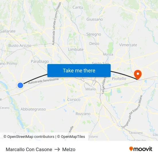 Marcallo con Casone to Melzo map