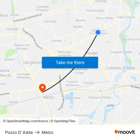 Pozzo D' Adda to Melzo map