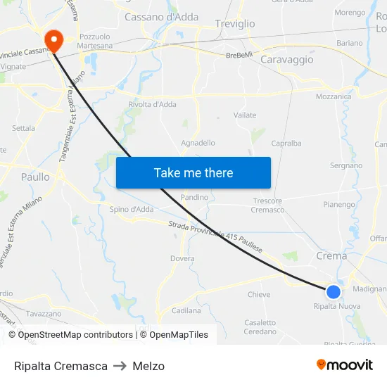 Ripalta Cremasca to Melzo map