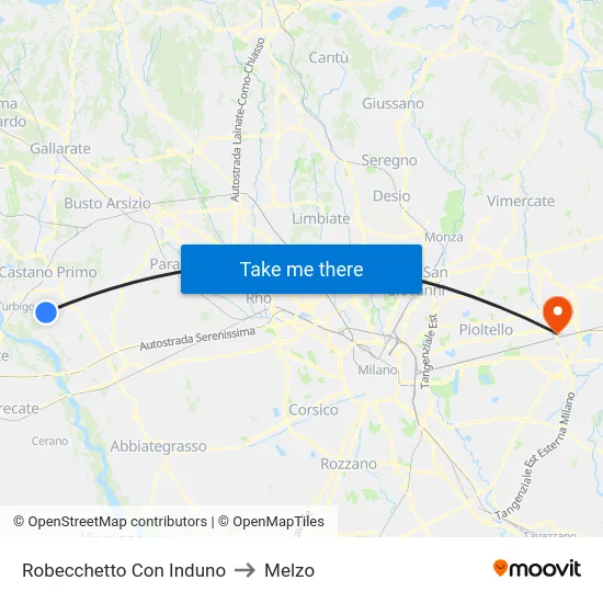 Robecchetto Con Induno to Melzo map
