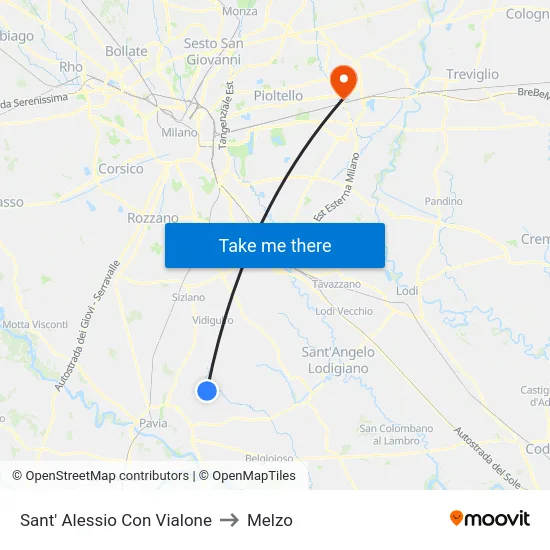 Sant'Alessio con Vialone to Melzo map