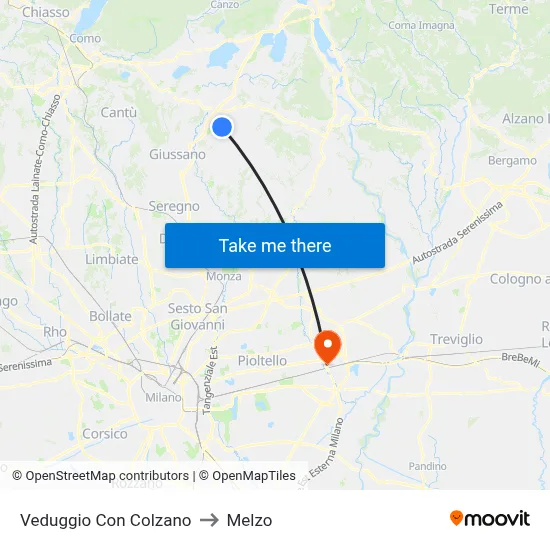 Veduggio Con Colzano to Melzo map