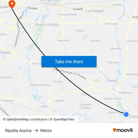 Ripalta Arpina to Melzo map