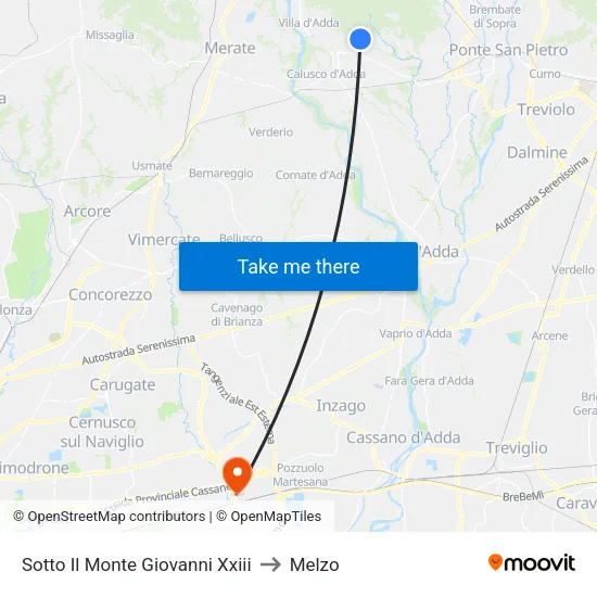 Sotto Il Monte Giovanni Xxiii to Melzo map