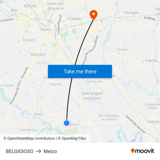 BELGIOIOSO to Melzo map