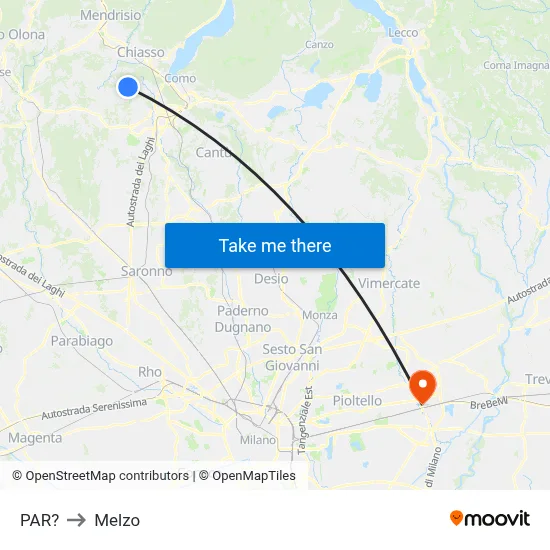 Parre to Melzo map
