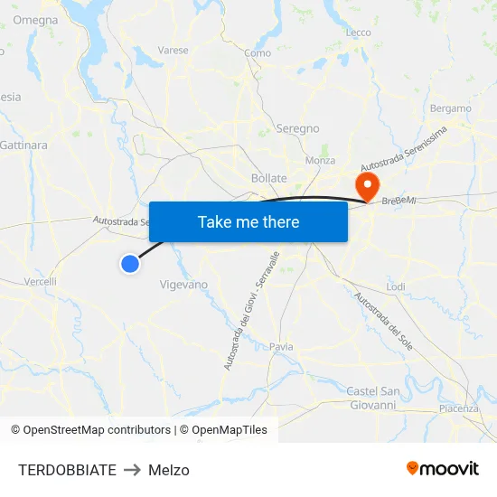 TERDOBBIATE to Melzo map