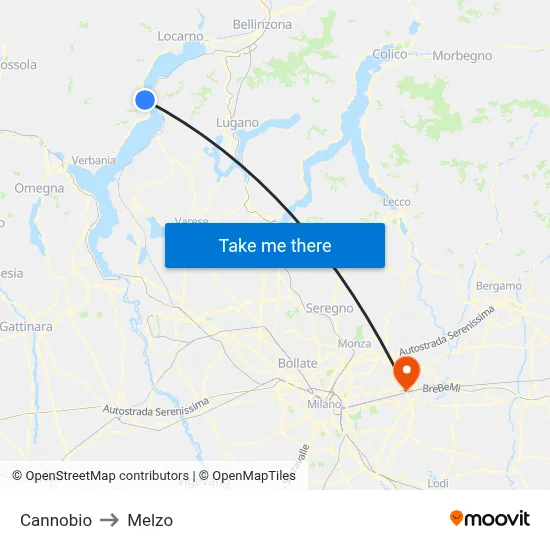 Cannobio to Melzo map