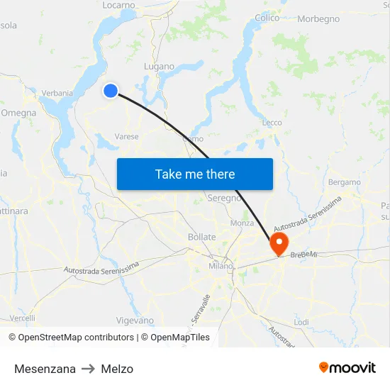 Mesenzana to Melzo map