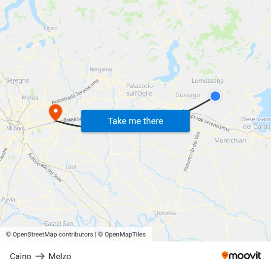 Caino to Melzo map