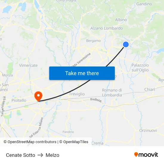 Cenate Sotto to Melzo map