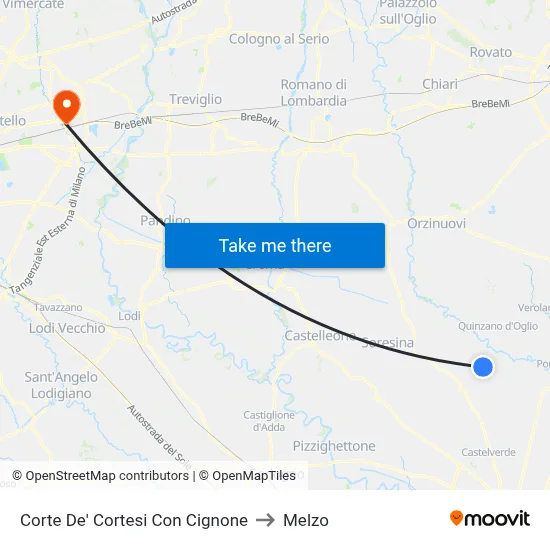 Corte De' Cortesi Con Cignone to Melzo map