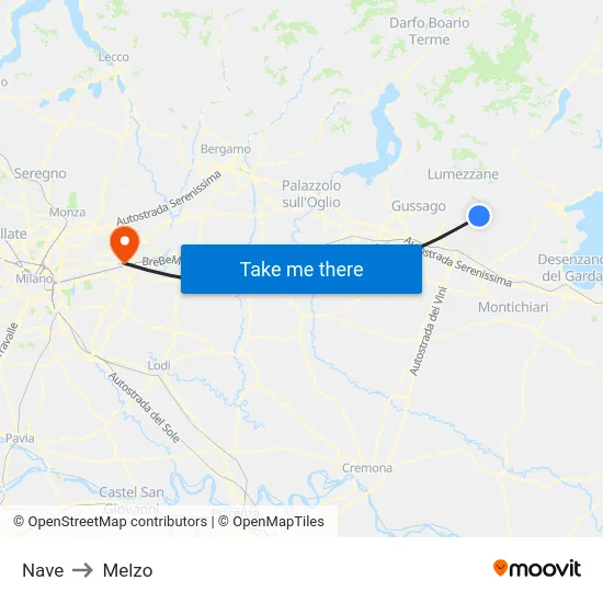 Nave to Melzo map