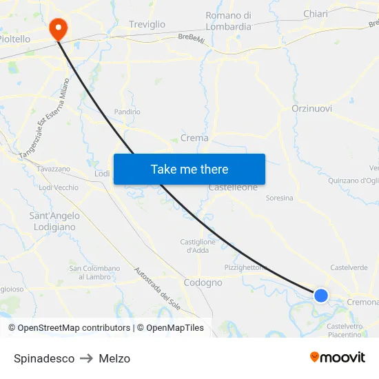 Spinadesco to Melzo map