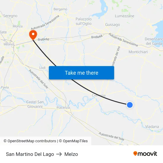San Martino Del Lago to Melzo map