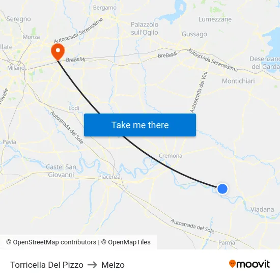 Torricella Del Pizzo to Melzo map