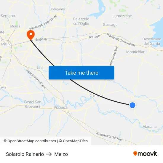 Solarolo Rainerio to Melzo map