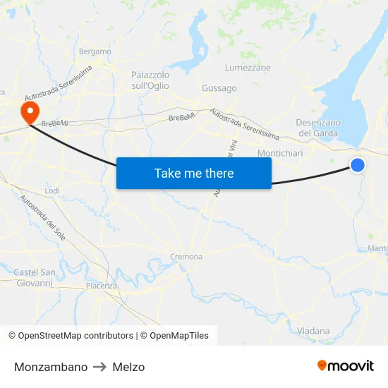 Monzambano to Melzo map