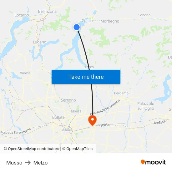 Musso to Melzo map
