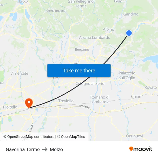 Gaverina Terme to Melzo map