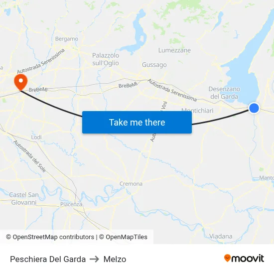 Peschiera Del Garda to Melzo map