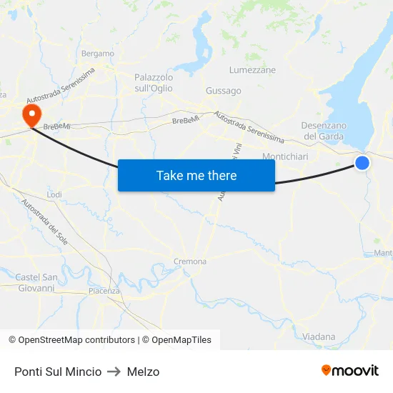 Ponti Sul Mincio to Melzo map
