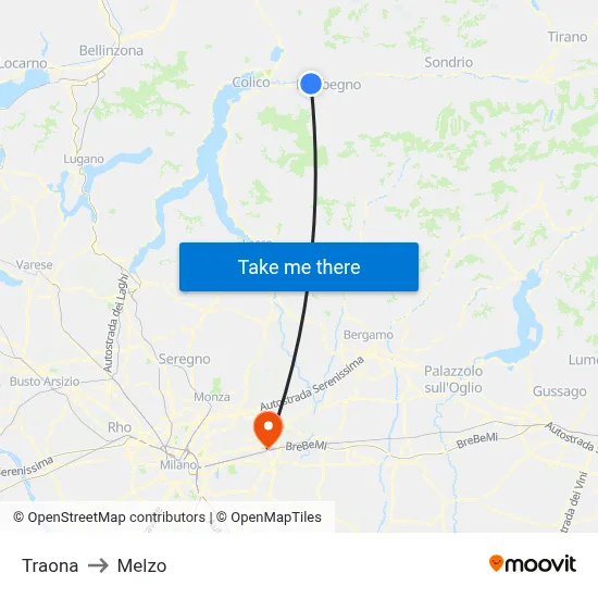 Traona to Melzo map