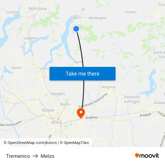 Tremenico to Melzo map