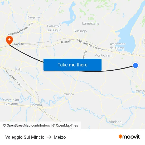 Valeggio Sul Mincio to Melzo map