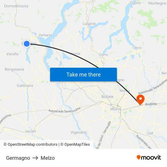 Germagno to Melzo map