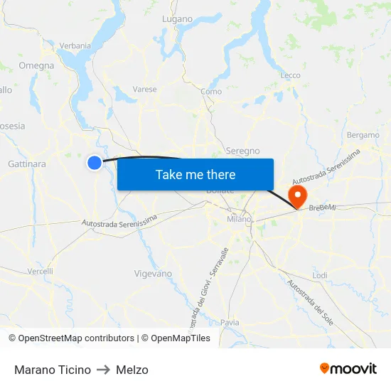 Marano Ticino to Melzo map