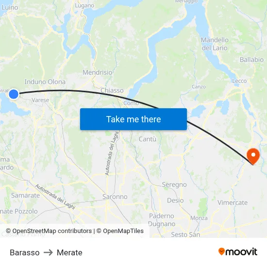 Barasso to Merate map