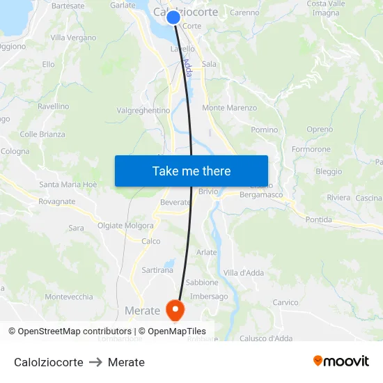 Calolziocorte to Merate map