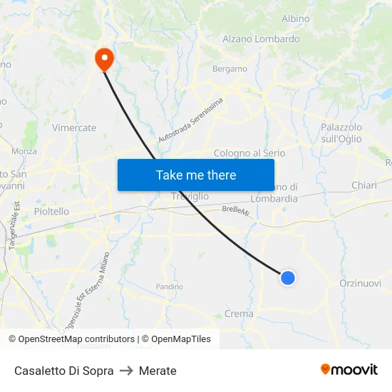 Casaletto Di Sopra to Merate map