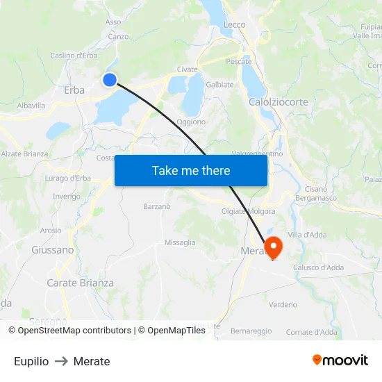 Eupilio to Merate map