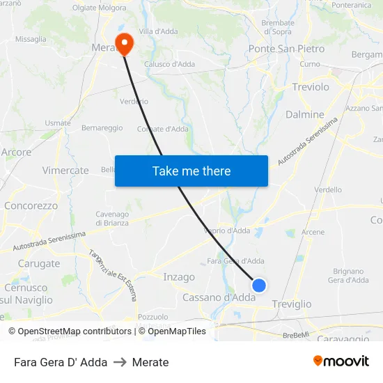 Fara Gera D' Adda to Merate map