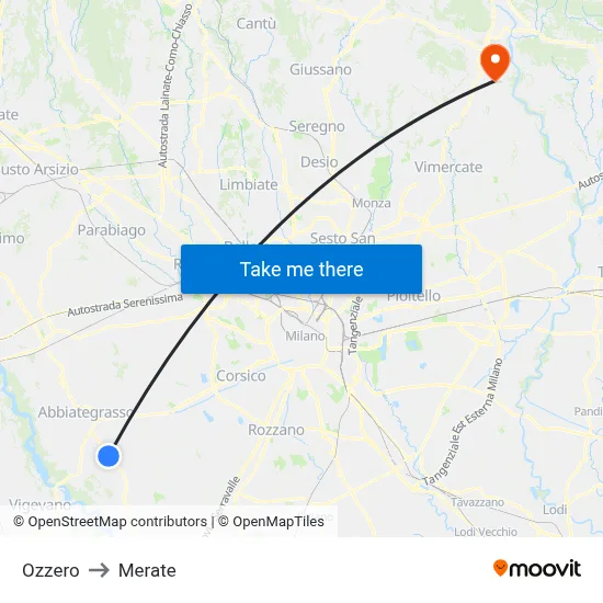 Ozzero to Merate map