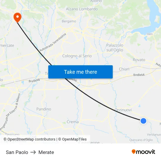 San Paolo to Merate map