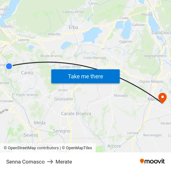 Senna Comasco to Merate map