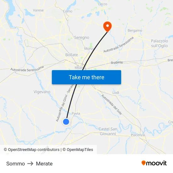 Sommo to Merate map