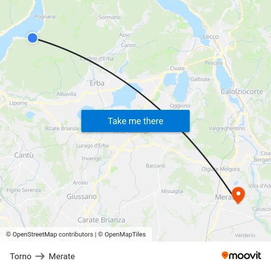 Torno to Merate map