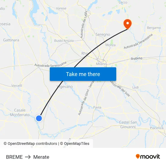 Breme to Merate map