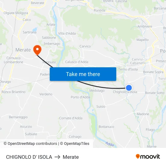 CHIGNOLO D' ISOLA to Merate map