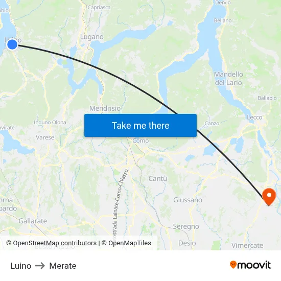 Luino to Merate map