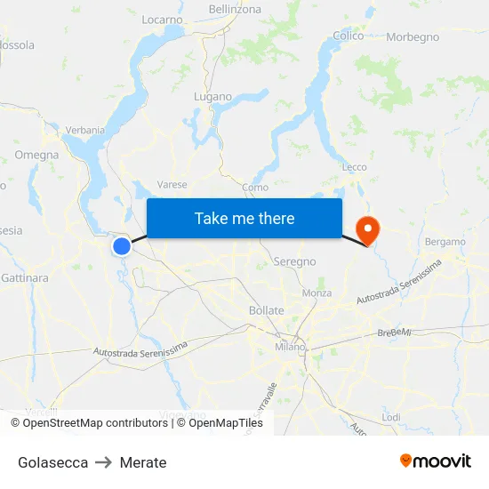 Golasecca to Merate map