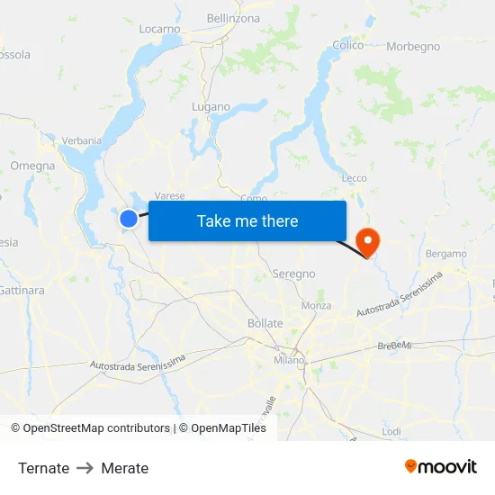Ternate to Merate map