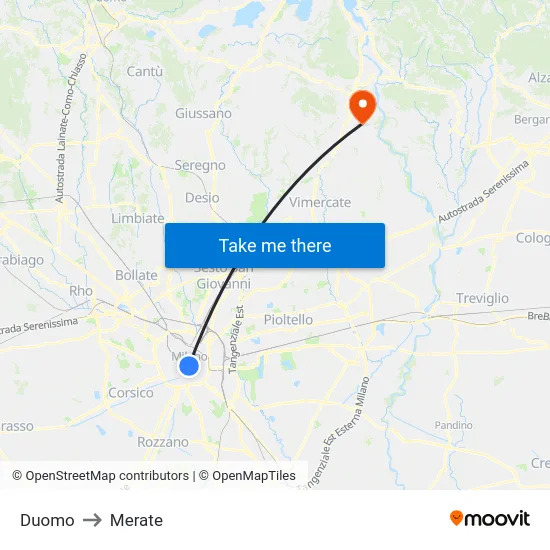 Duomo to Merate map