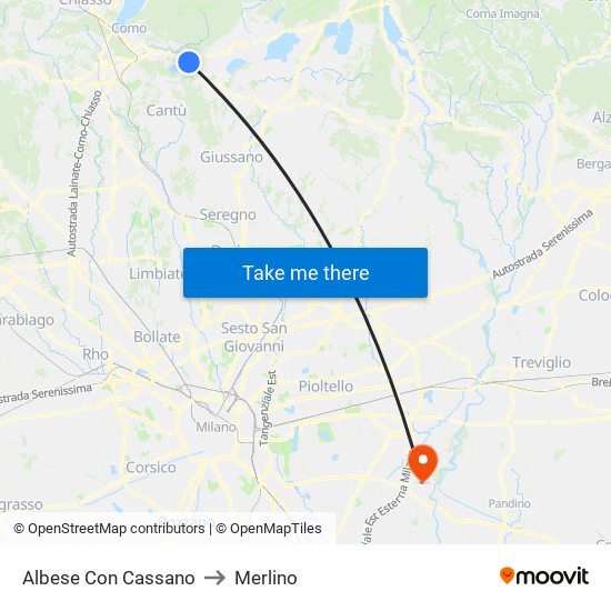 Albese Con Cassano to Merlino map