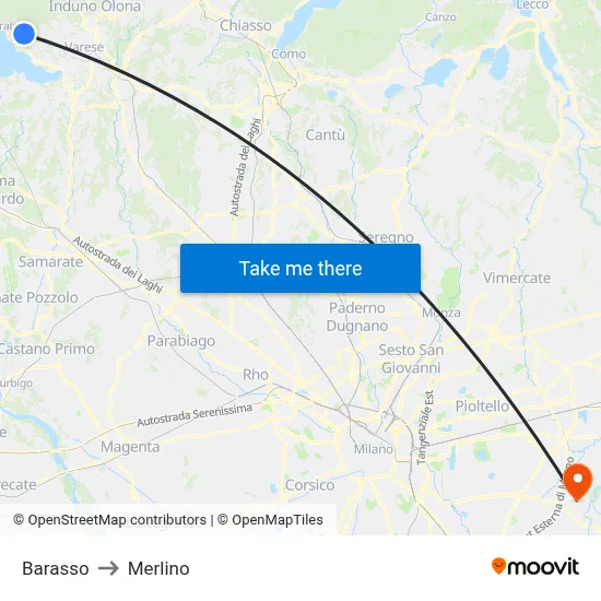 Barasso to Merlino map
